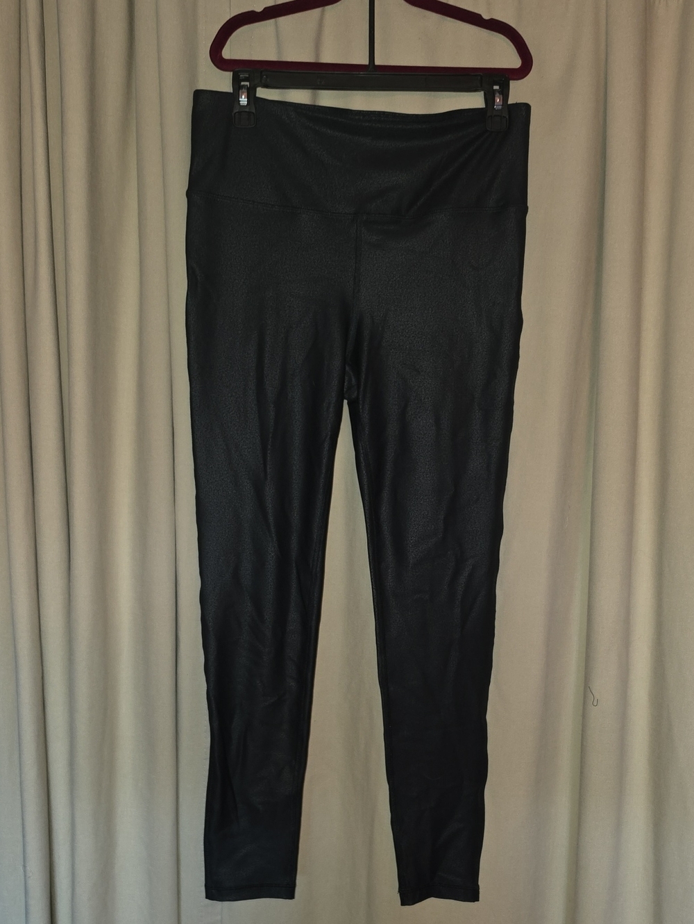 Mono B Black Faux Leather Pebbled High-Rise Leggings